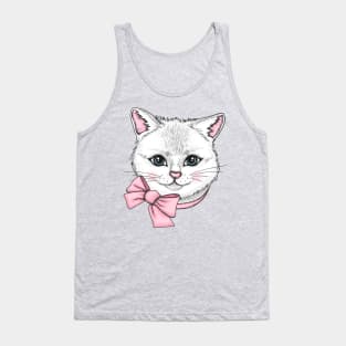 Cat with pink tie Tank Top